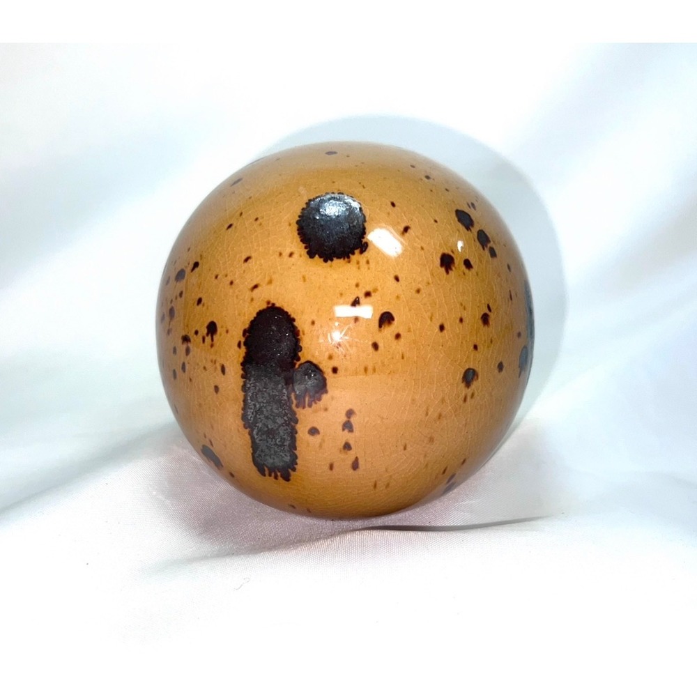 Better Homes and Gardens Ceramic Decorative Sphere Tan Brown Speckled Orb 4in